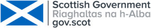 Scottish Government logo with blue and white saltire flag.