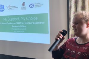 Image of Dr Dianne Theakstone addressing audience at SDSS AGM 2018
