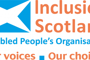 Inlcusion scotland logo with text 'our voices, our choices'
