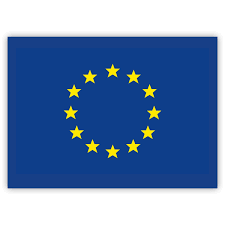 EU flag, blue background with a number of yellow stars in a circle