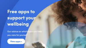 image from National Wellbeing Hub with woman accessing support through her phone