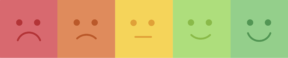 5 face emojis ranging from red unhappy to green delighted