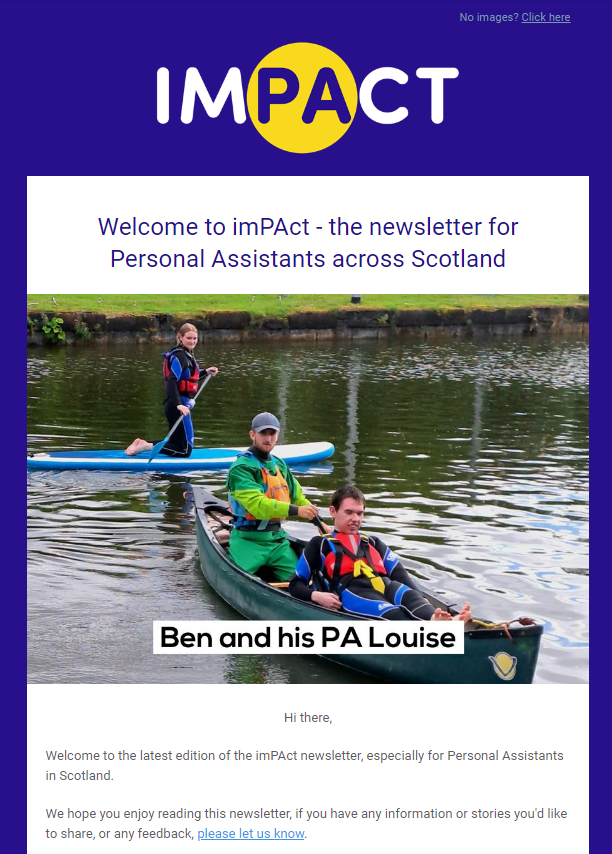 A screenshot of the imPAct newsletter with the imPAct logo, heading and photo
