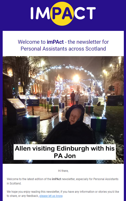 A screenshot of the imPAct newsletter December 2023